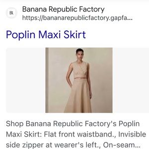 Banana Republic Poplin Maxi Skirt New With Tags